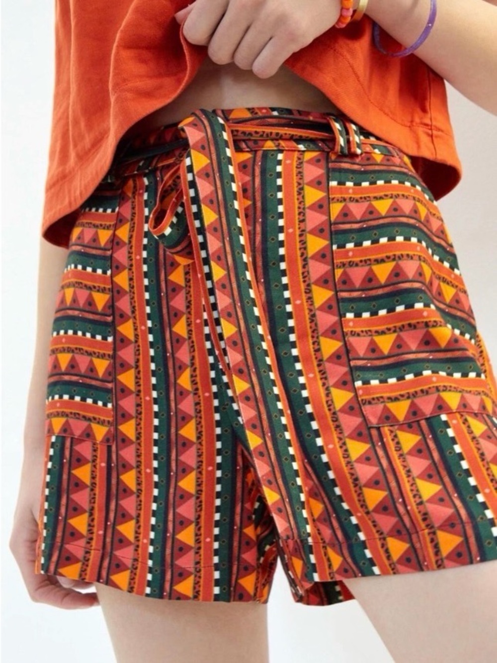 FARM Rio Orange Multi Tribal Print Drawstring Women’s Shorts